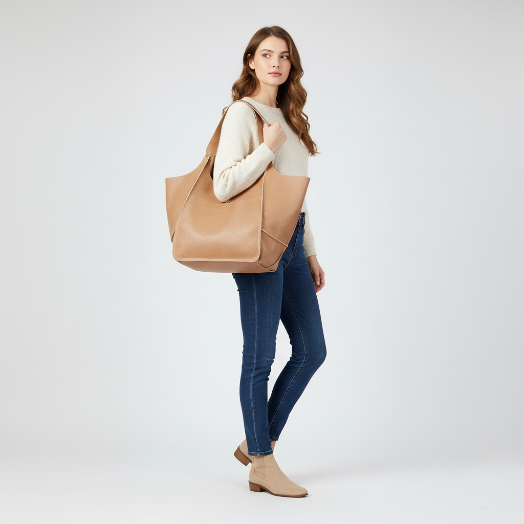 Roomy Vegan Leather Everyday Tote Bag