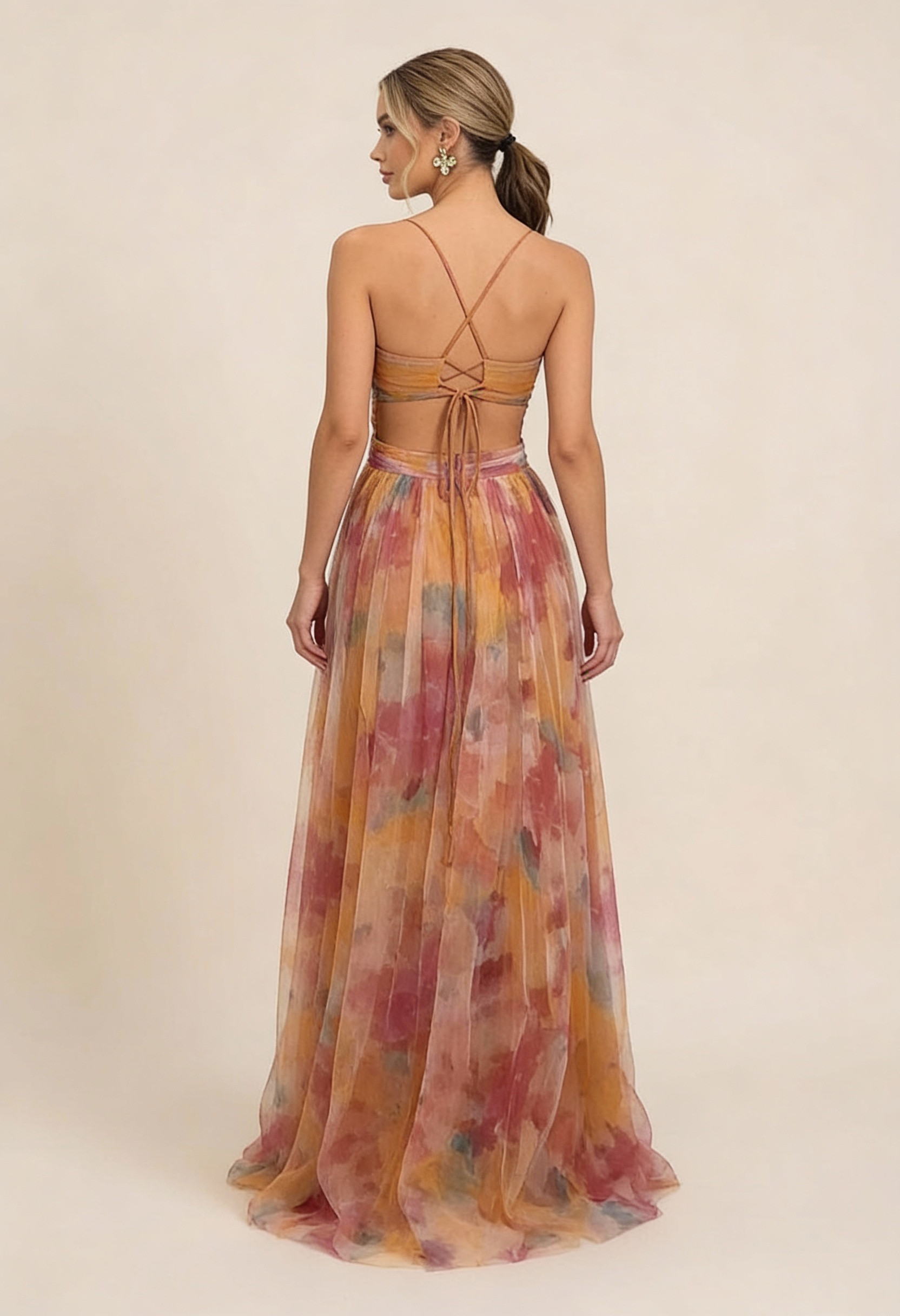 Draped Sleeveless Flowing Maxi Dress