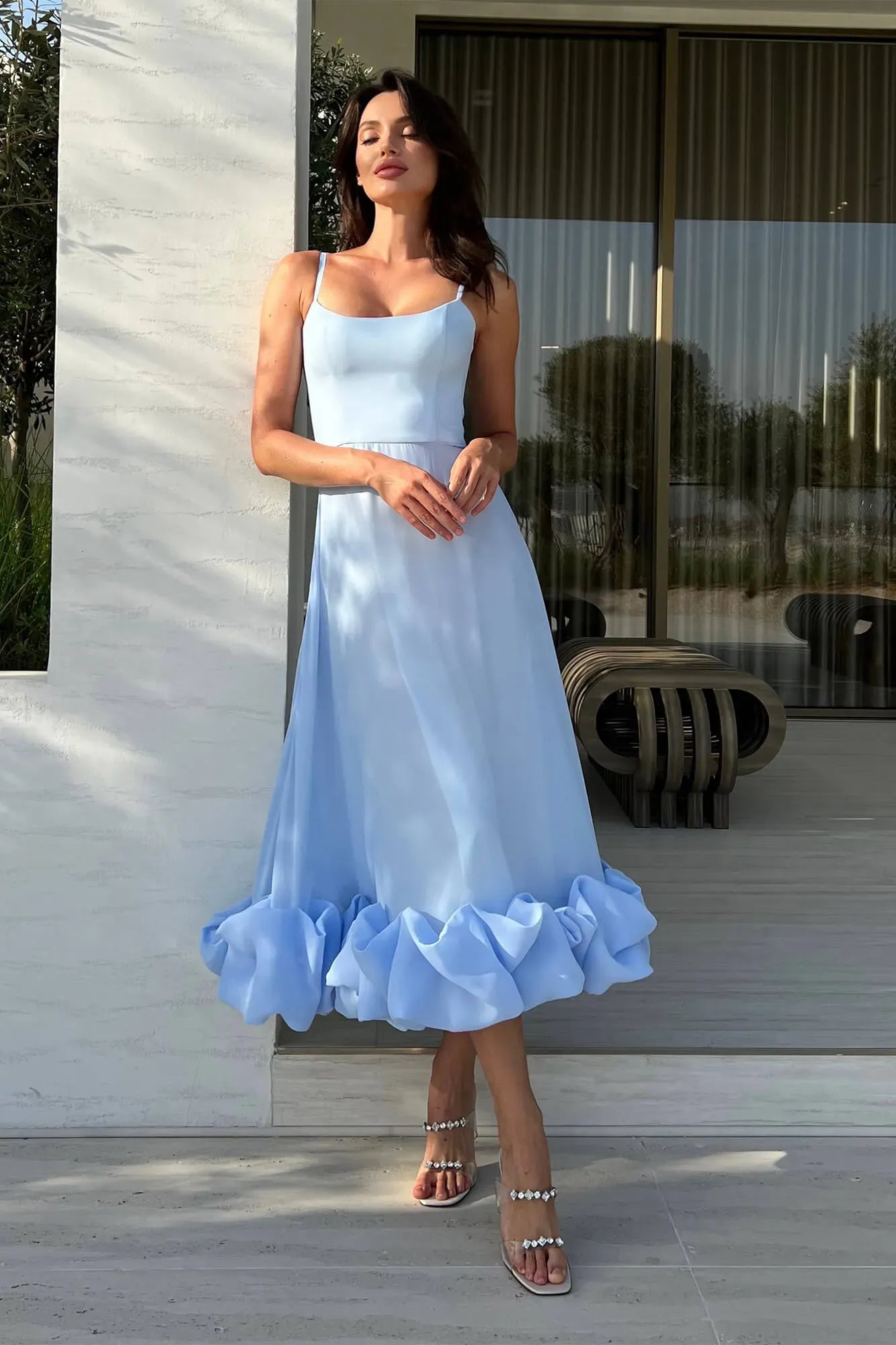 Sleeveless Defined-Waist Twirl Midi Dress