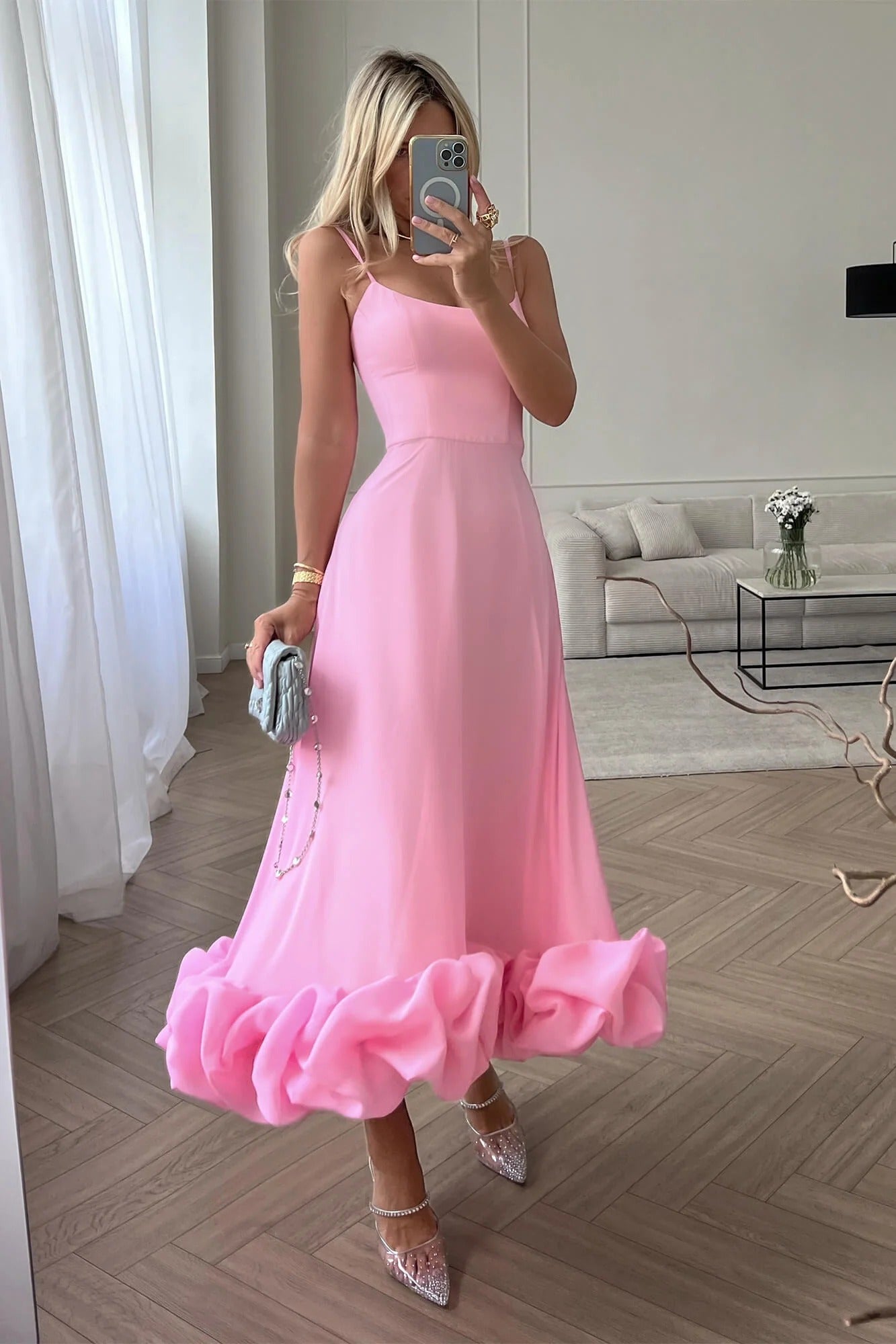 Sleeveless Defined-Waist Twirl Midi Dress