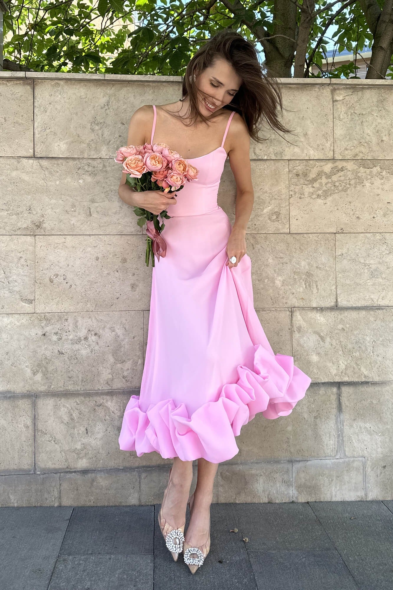 Sleeveless Defined-Waist Twirl Midi Dress