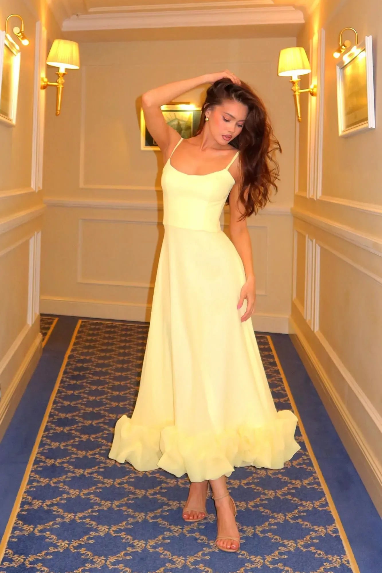 Sleeveless Defined-Waist Twirl Midi Dress