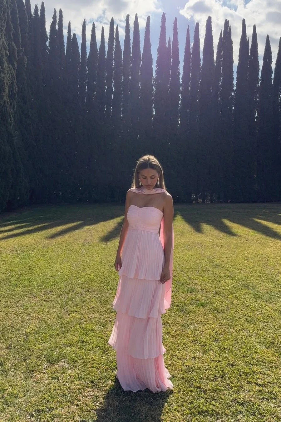 Strapless Tiered Maxi Dress for Weddings