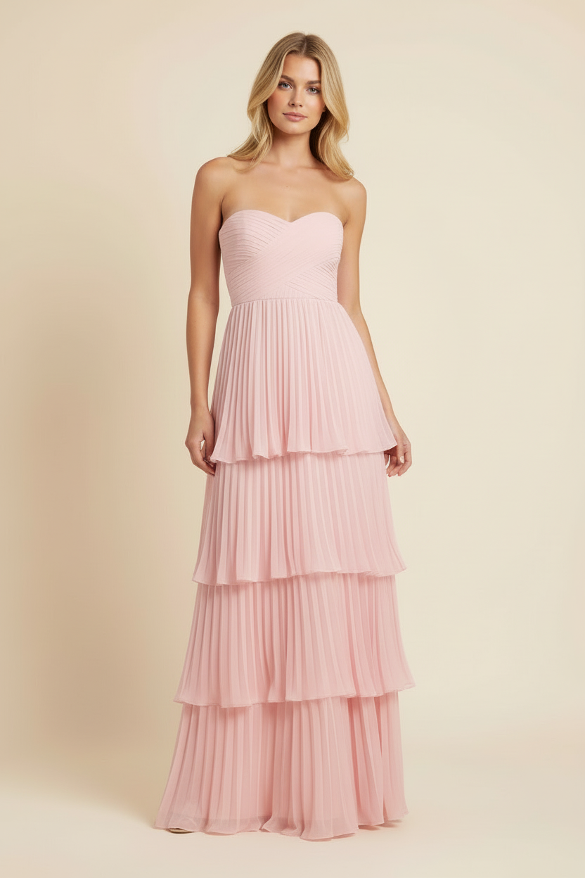 Strapless Tiered Maxi Dress for Weddings