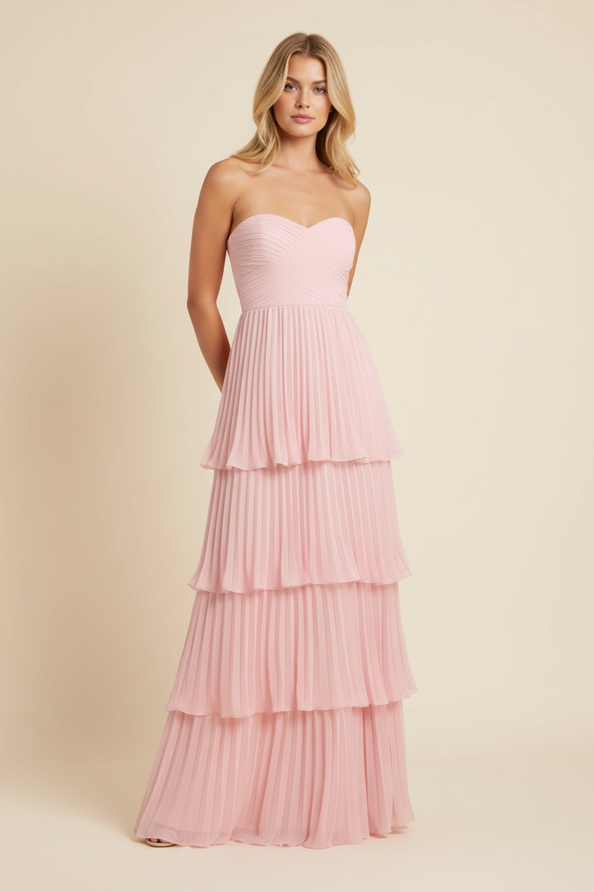Strapless Tiered Maxi Dress for Weddings