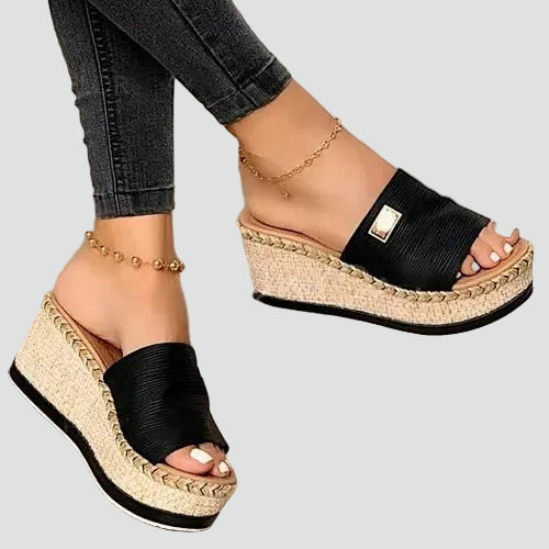 Women's Espadrille Wedge Sandals With Wide Strap