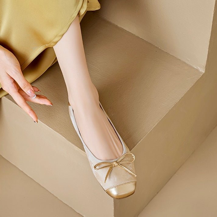 Square Toe Bow Ballet Flats
