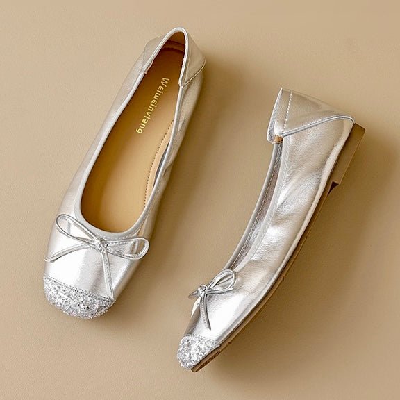 Square Toe Bow Ballet Flats