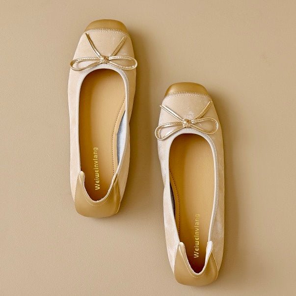 Square Toe Bow Ballet Flats