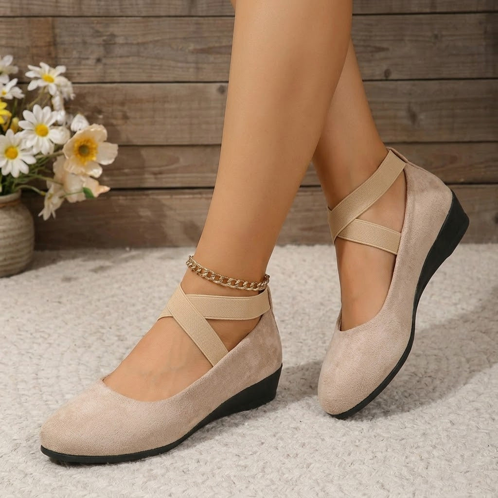 Cross Strap Suede Comfort Flats