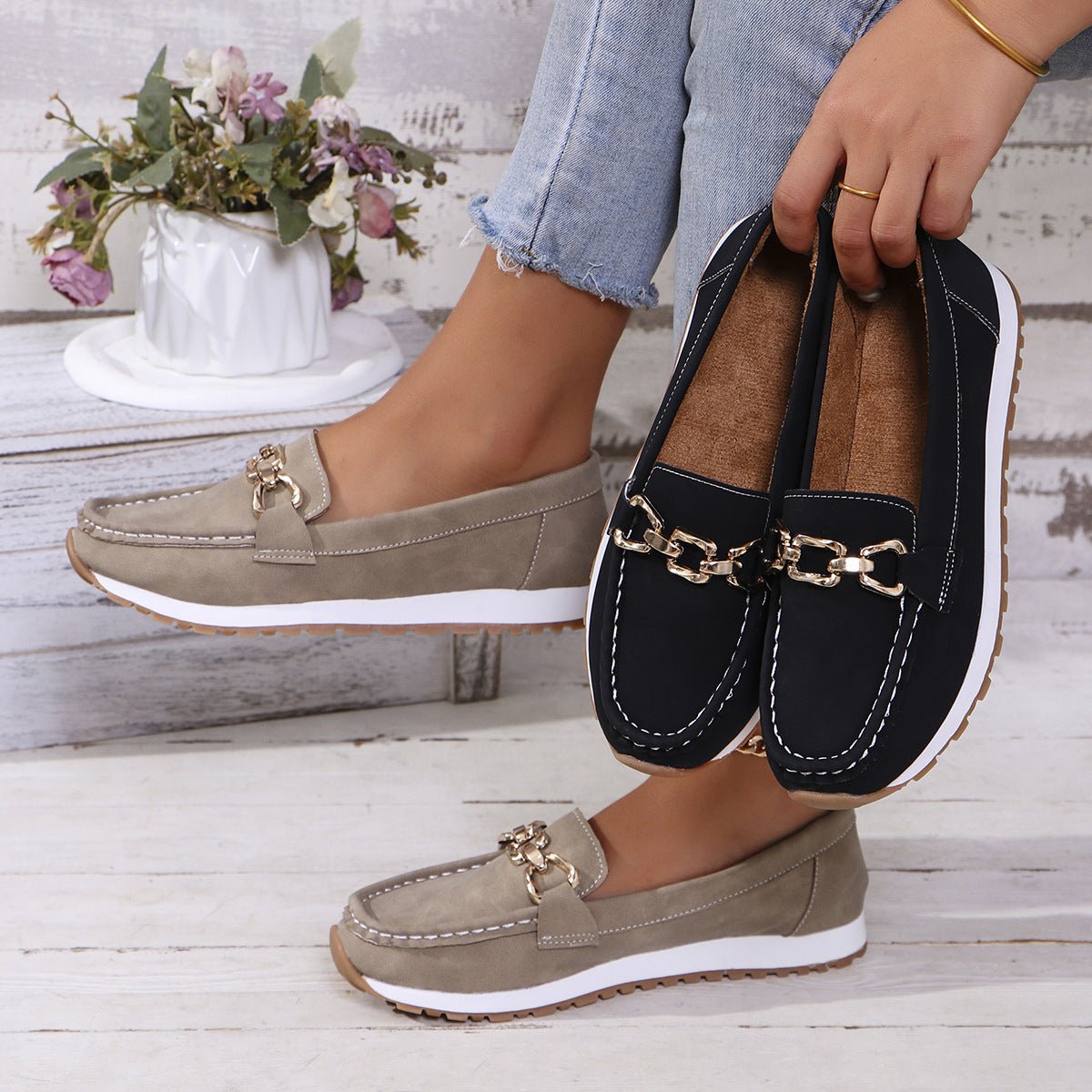 Women's Orthopedic Suede Loafers with Arch Support