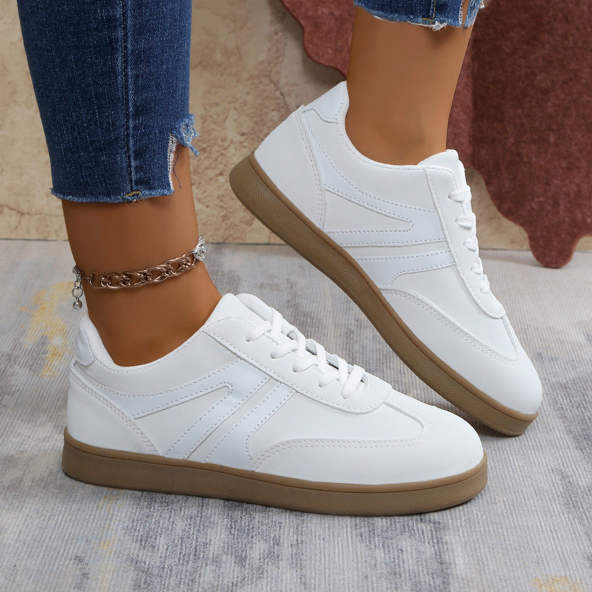 Wide Fit Lace-Up Supportive Sneakers