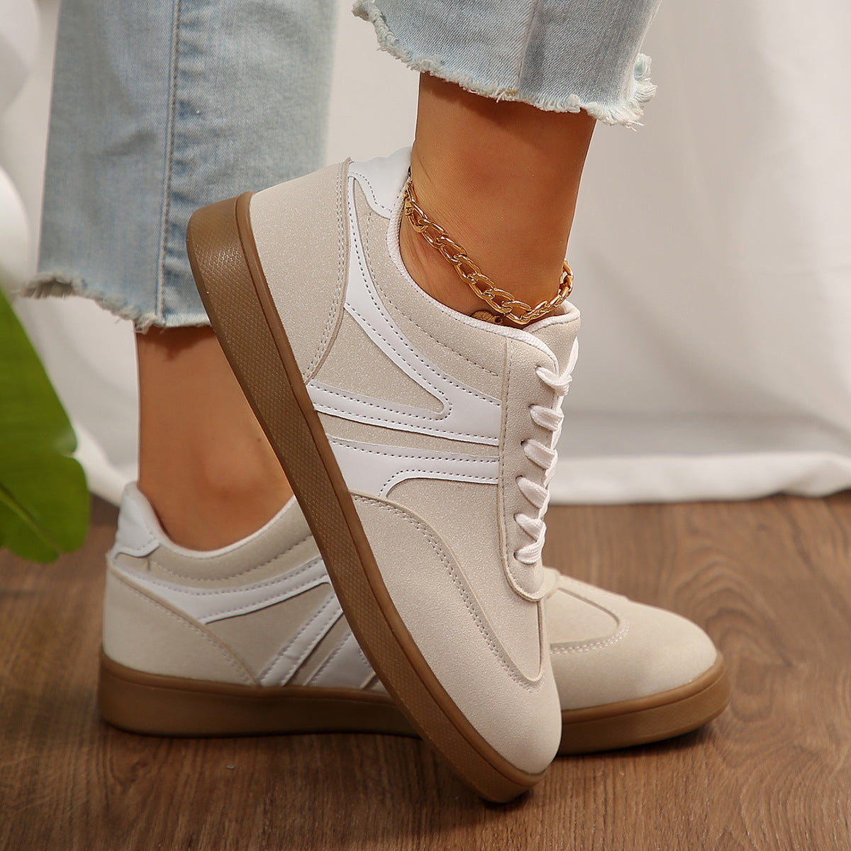 Wide Fit Lace-Up Supportive Sneakers