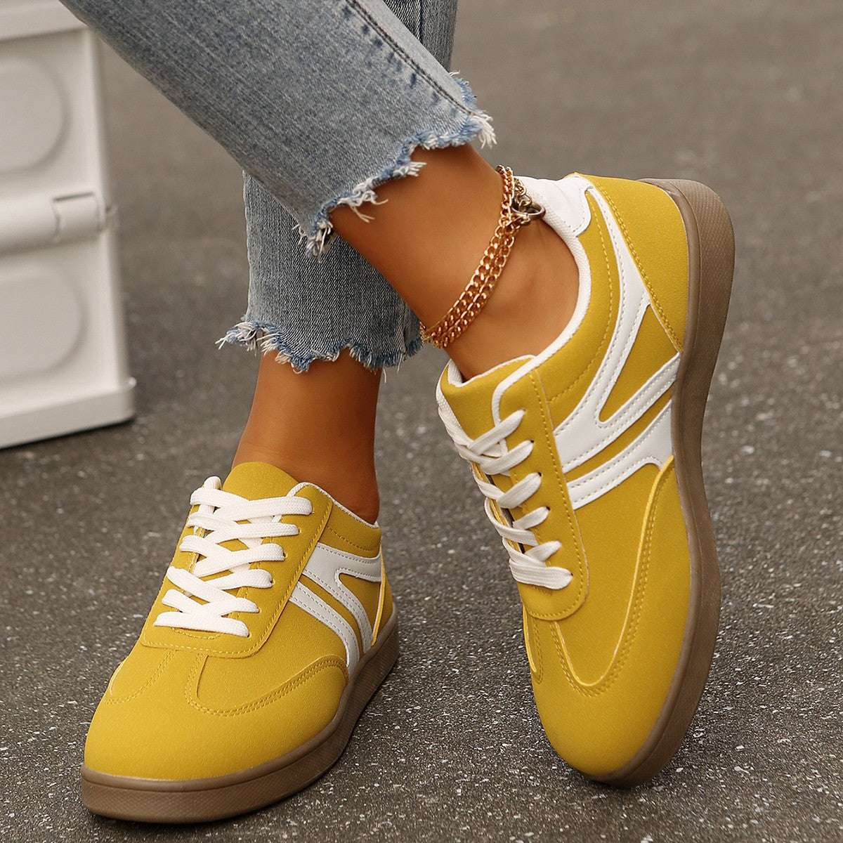 Wide Fit Lace-Up Supportive Sneakers