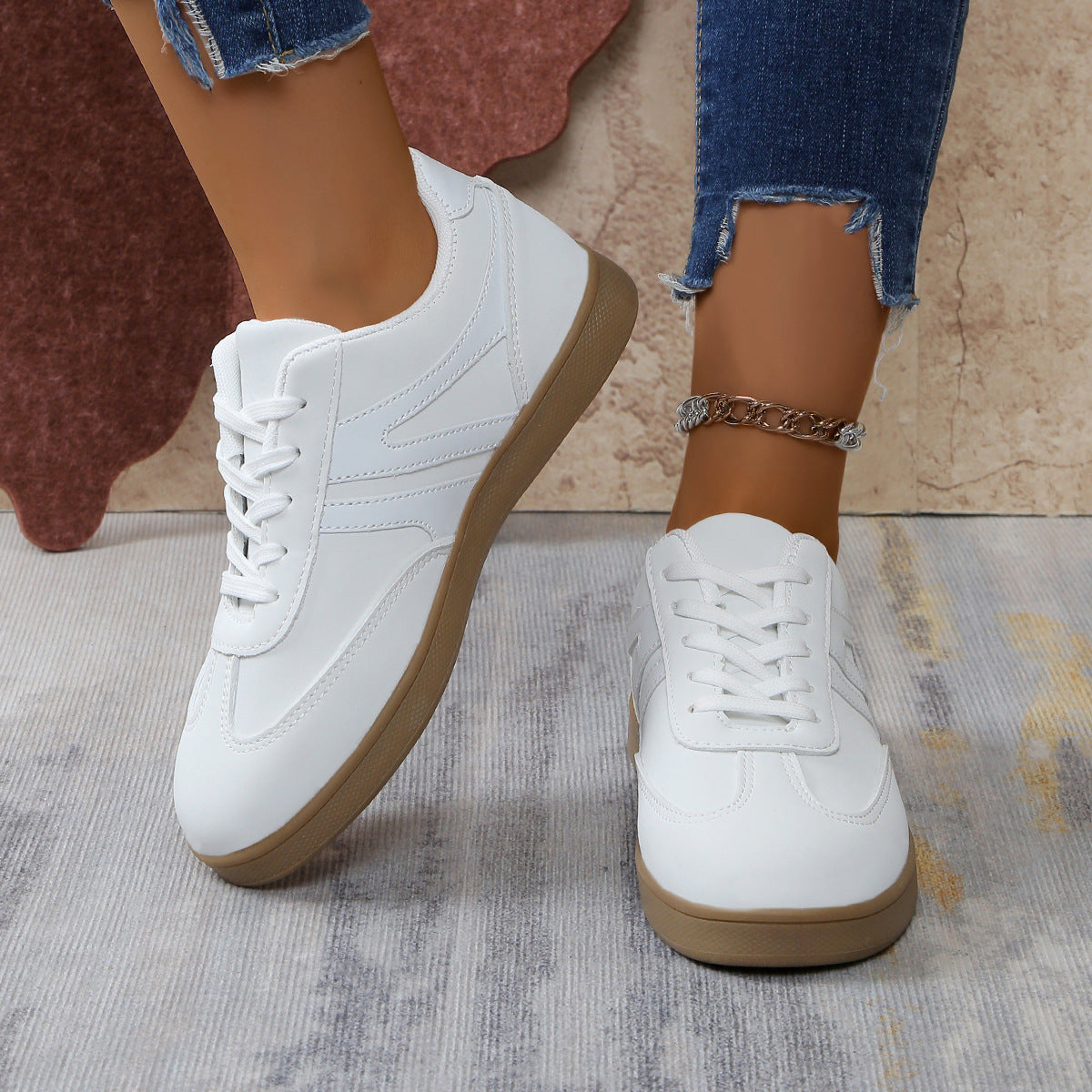 Wide Fit Lace-Up Supportive Sneakers