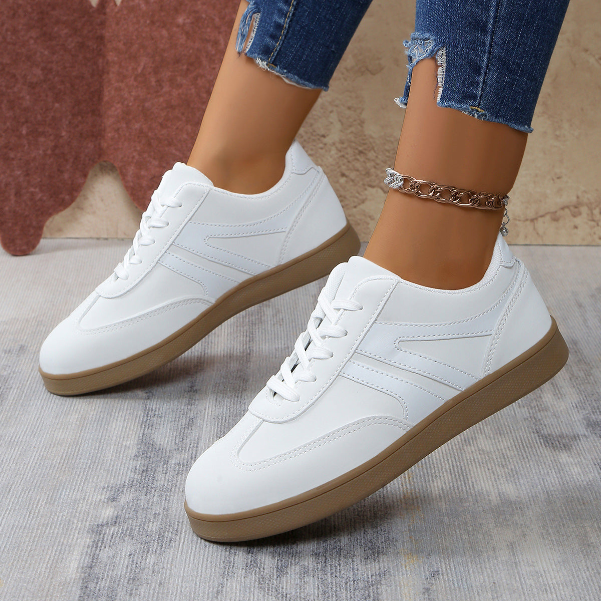 Wide Fit Lace-Up Supportive Sneakers