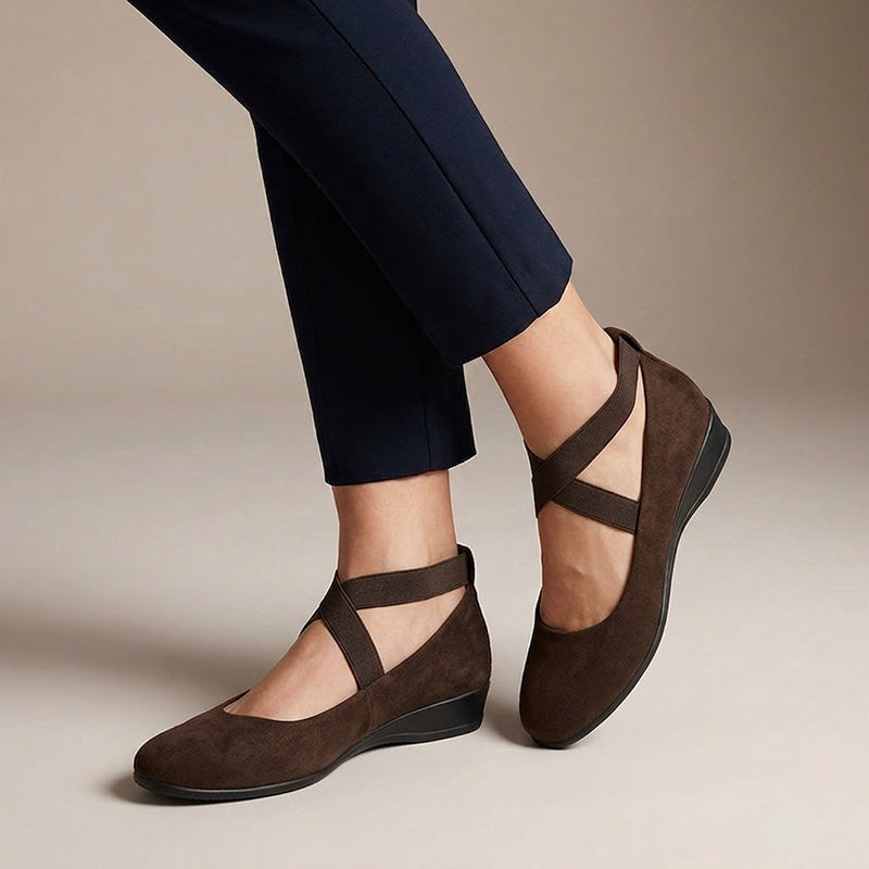 Cross Strap Suede Comfort Flats