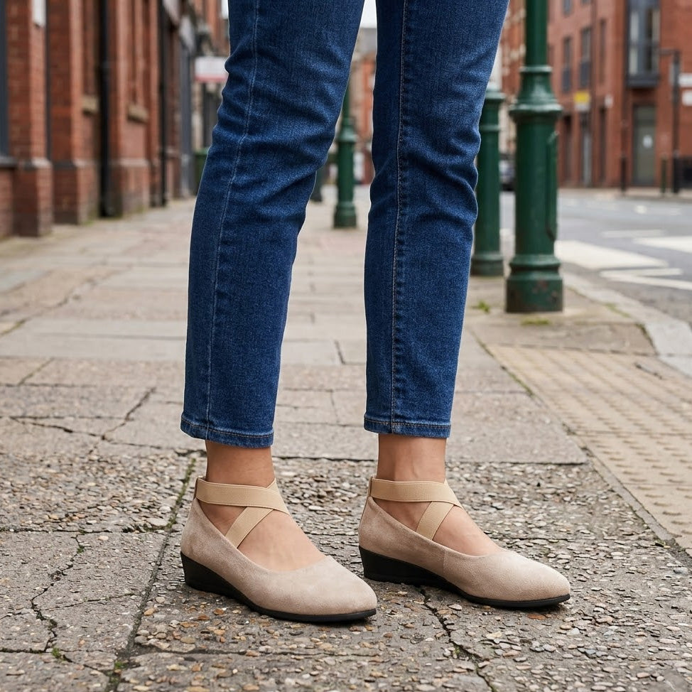 Cross Strap Suede Comfort Flats