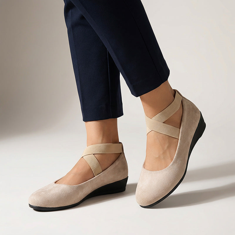 Cross Strap Suede Comfort Flats