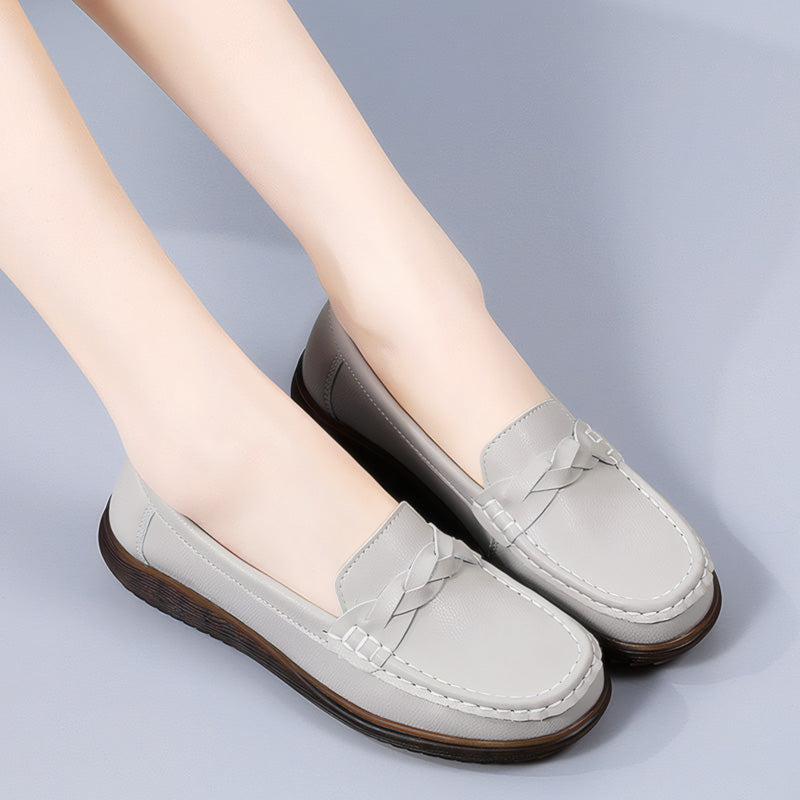 Orthopaedic Wide Fit Leather Slip-On Loafers for Women