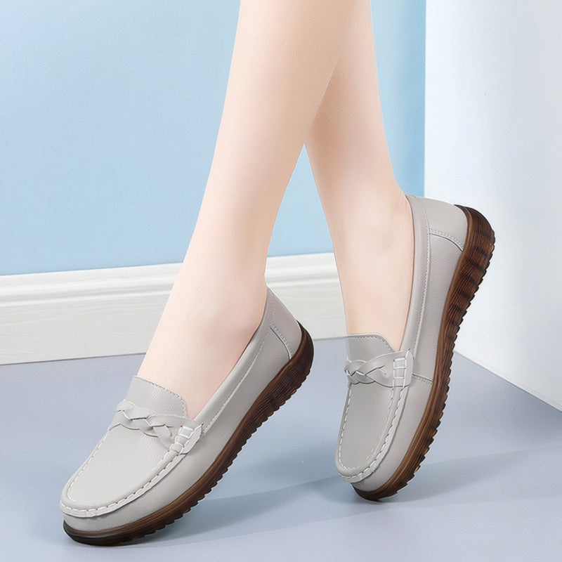 Orthopaedic Wide Fit Leather Slip-On Loafers for Women