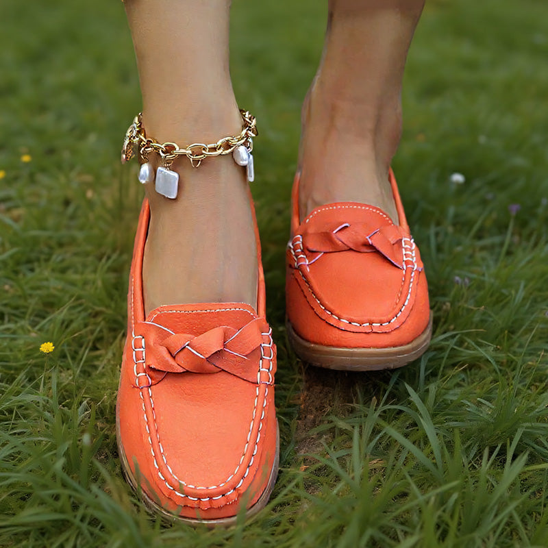 Orthopaedic Wide Fit Leather Slip-On Loafers for Women