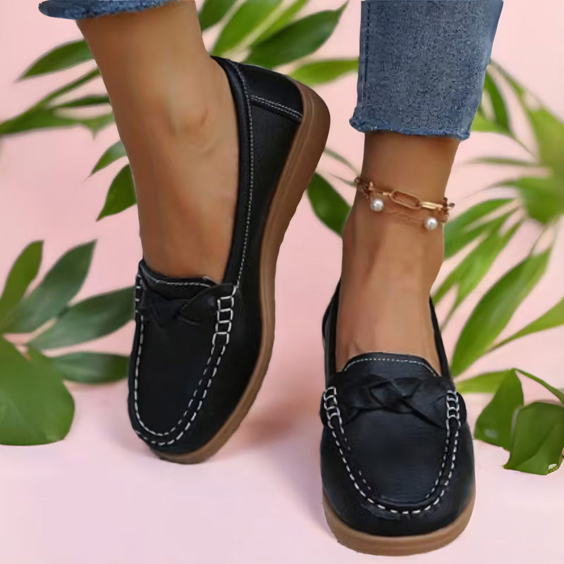 Orthopaedic Wide Fit Leather Slip-On Loafers for Women
