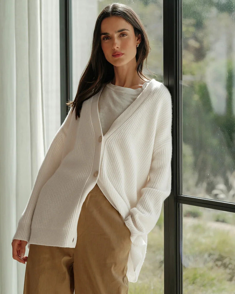 Oversized Soft Knit Cardigan In Neutral Tones