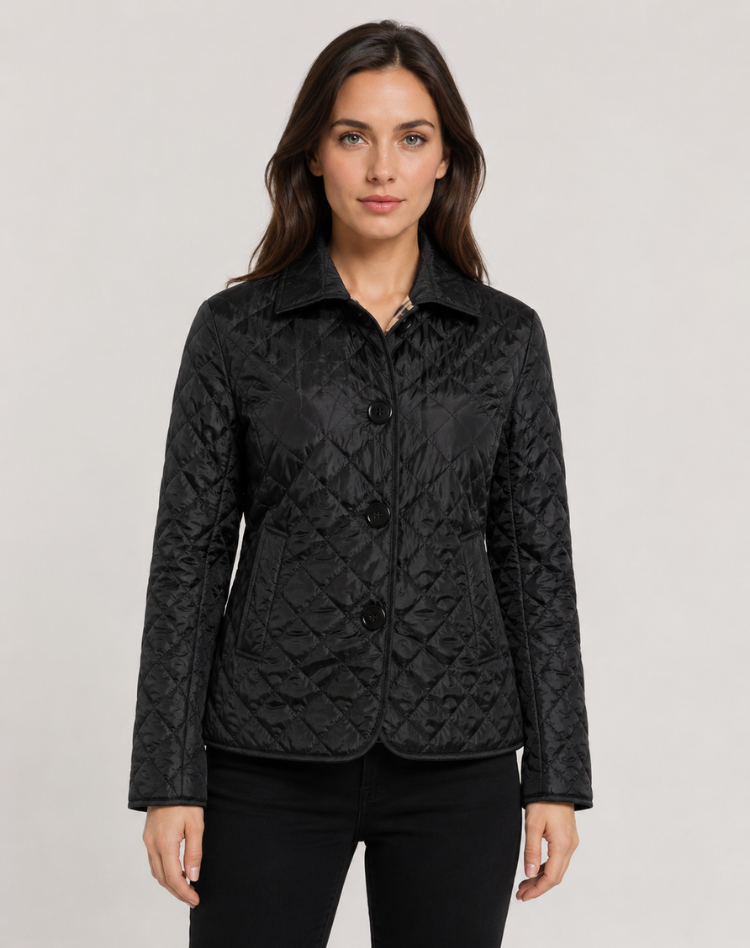 Elegant Quilted Transitional Jacket With Collar