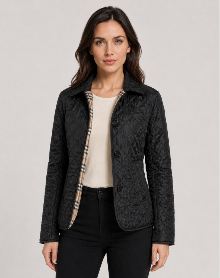 Elegant Quilted Transitional Jacket With Collar