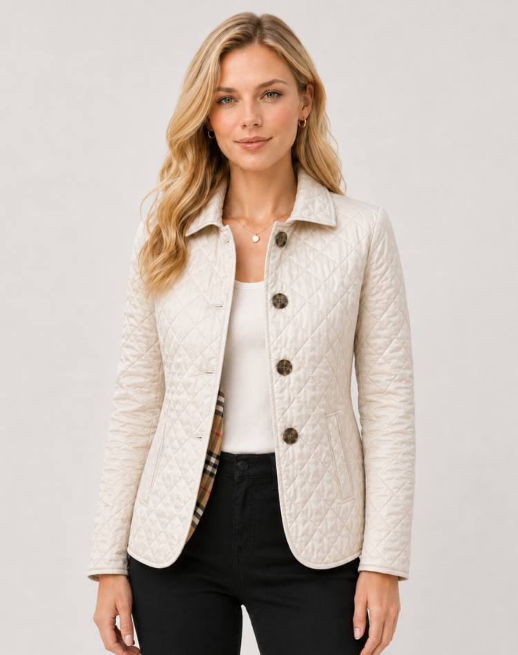 Elegant Quilted Transitional Jacket With Collar