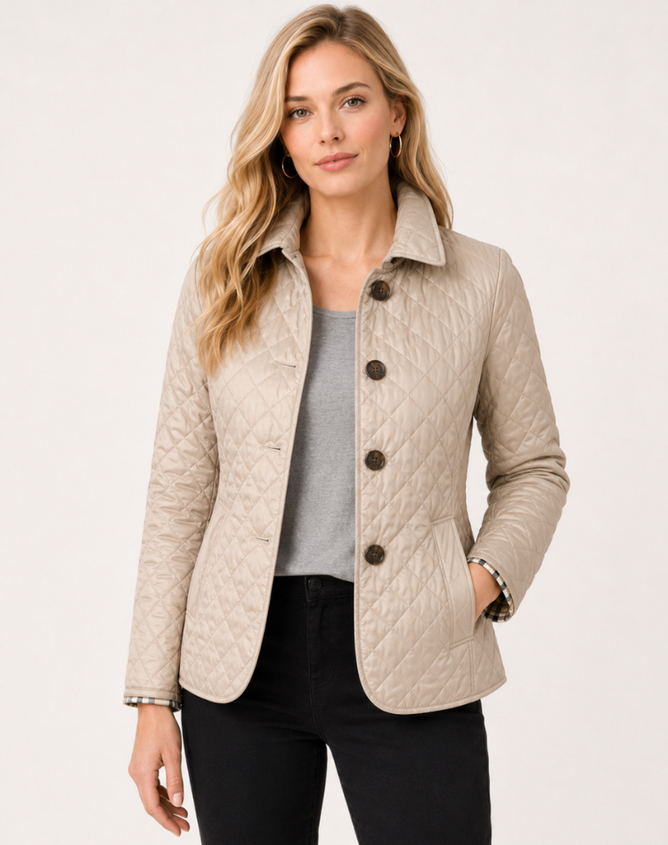 Elegant Quilted Transitional Jacket With Collar