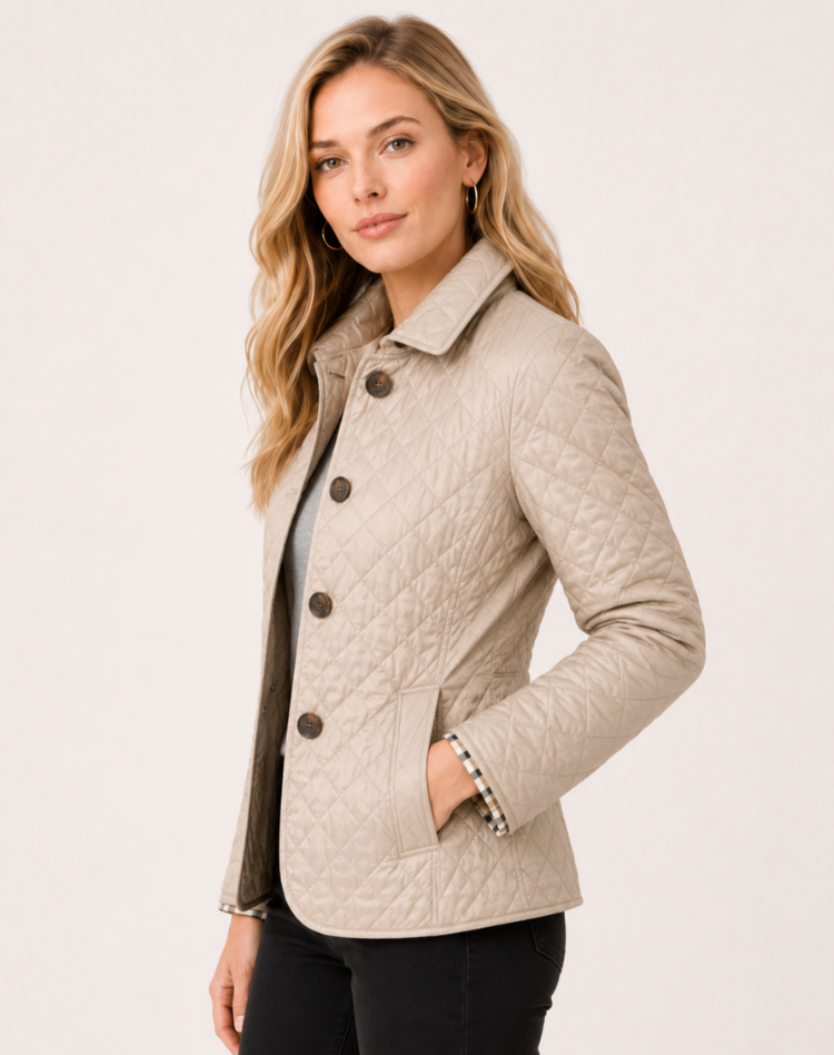 Elegant Quilted Transitional Jacket With Collar
