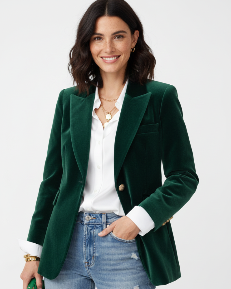 Velvet Blazer with Gold Buttons – Multiple Colors