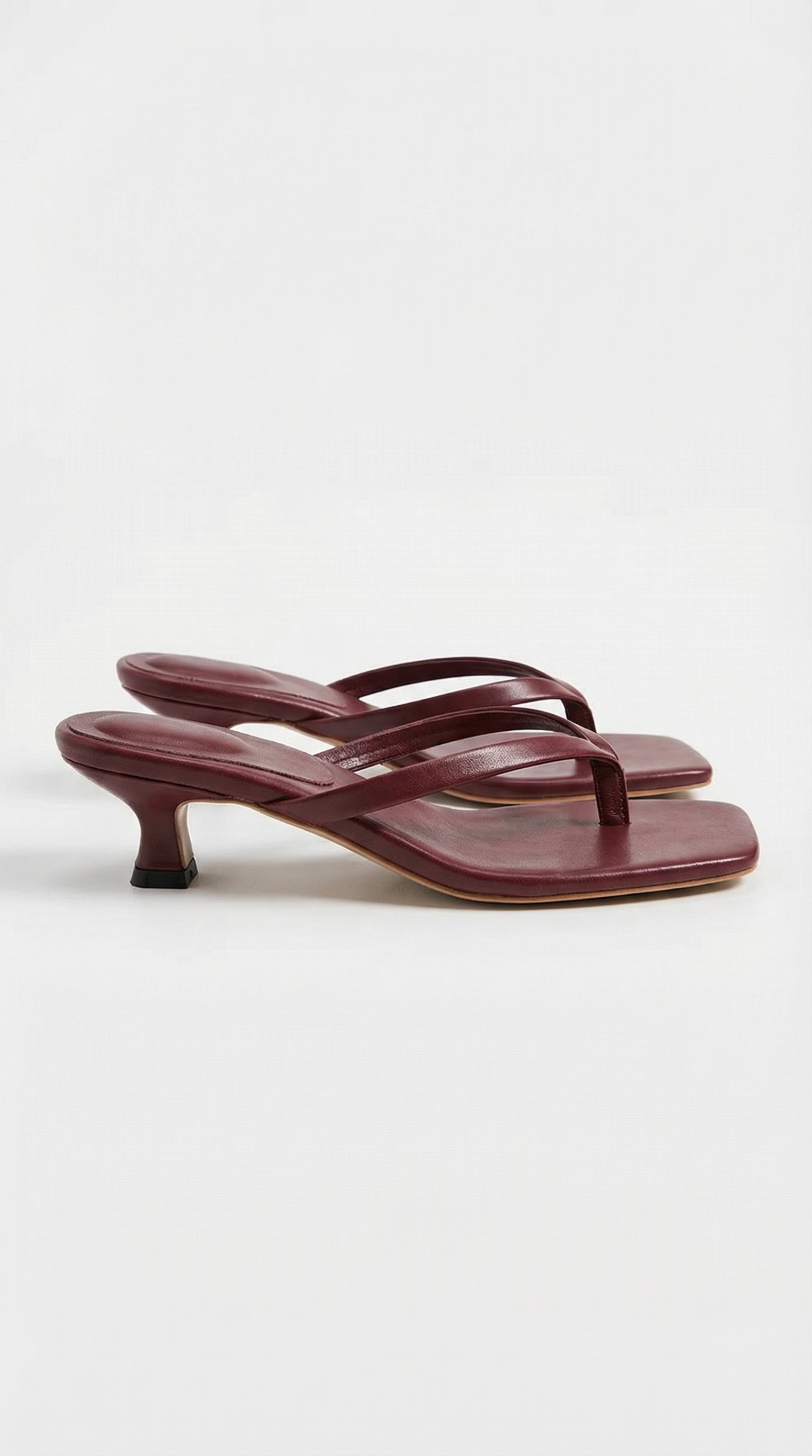 Square Toe Thong Kitten Heel Sandals