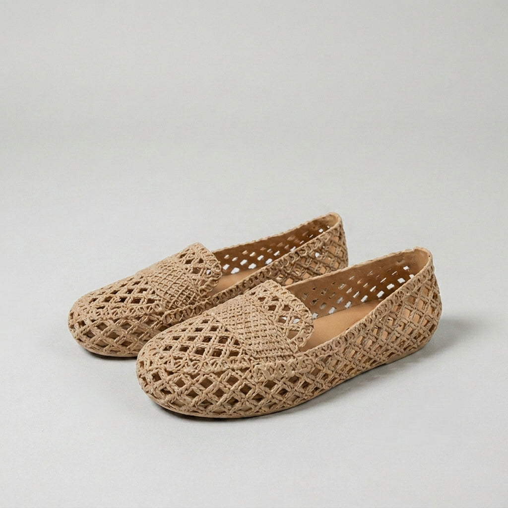 Woven Cutout Slip-On Ballet Flats