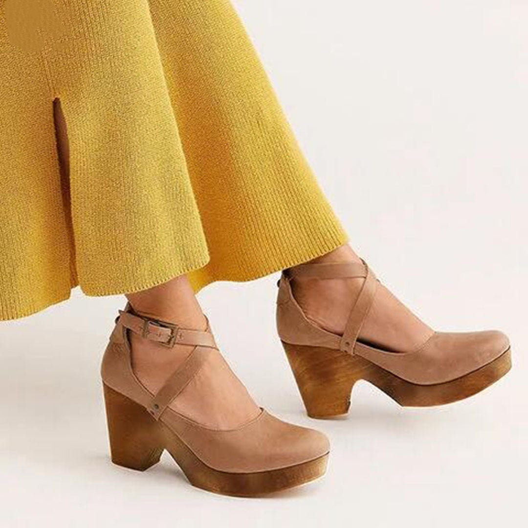 Wedge Heel Closed-Toe Ankle Strap Sandal