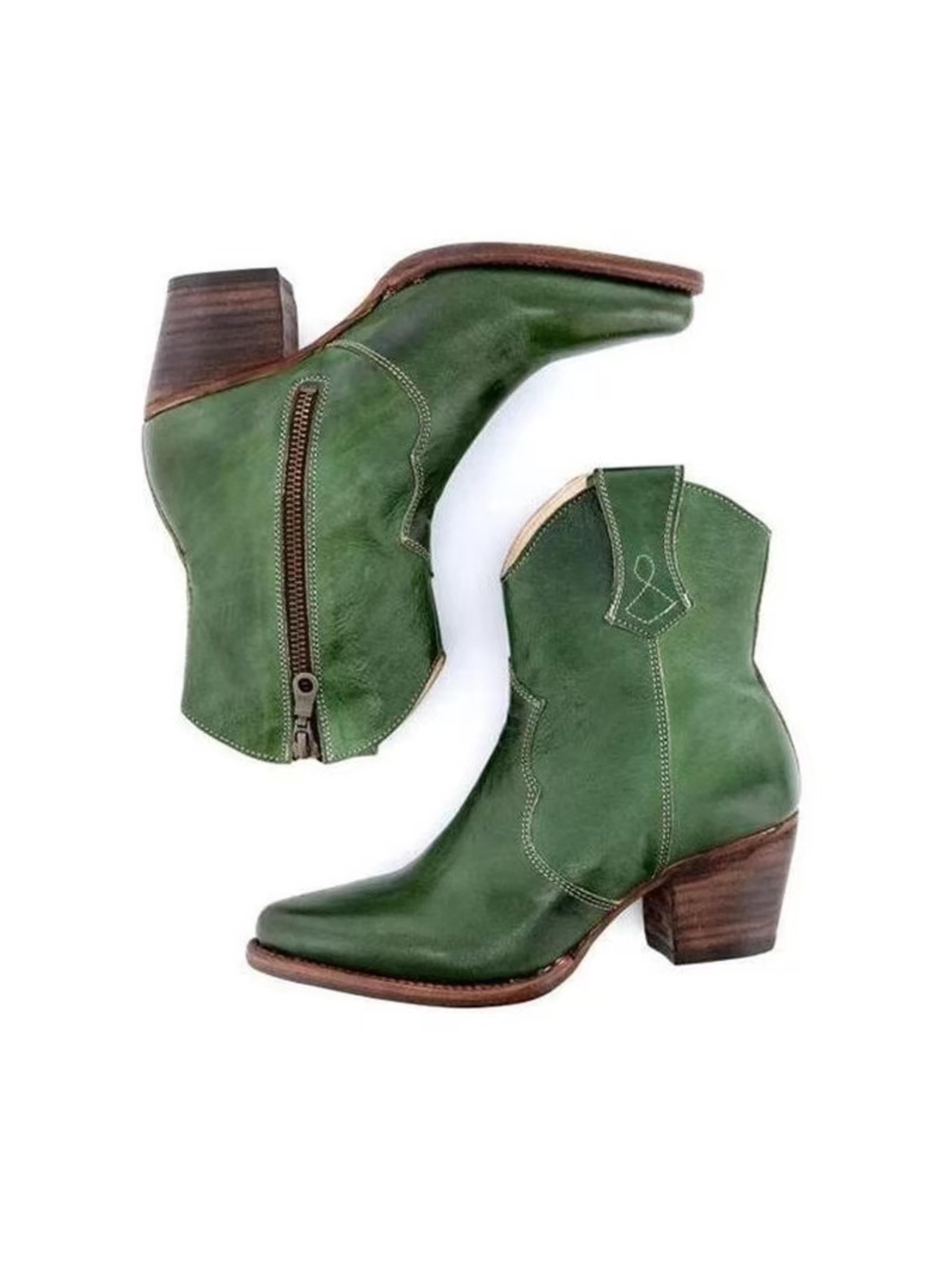 Snip Toe Side Zip Ankle Cowgirl Boots