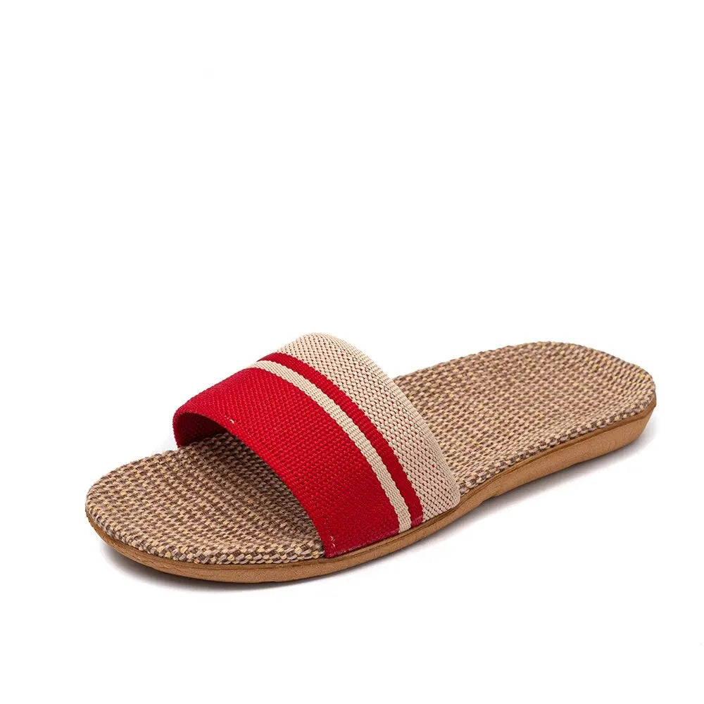 Women's Lightweight Linen Slip-On Slippers with Non-Slip Sole