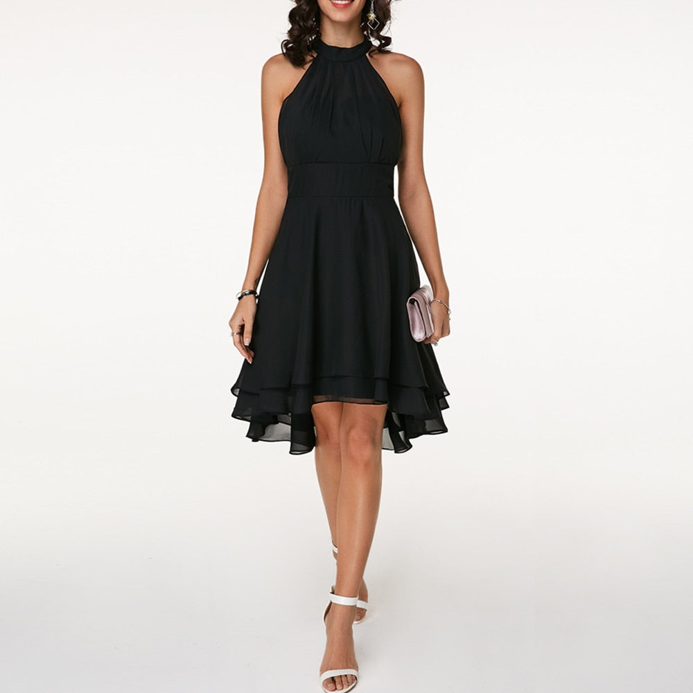 Halterneck Mini Dress with Ruffle Detail