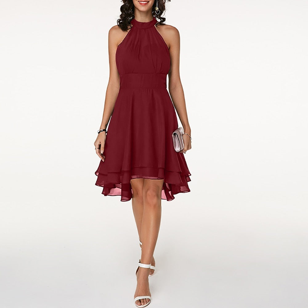 Halterneck Mini Dress with Ruffle Detail