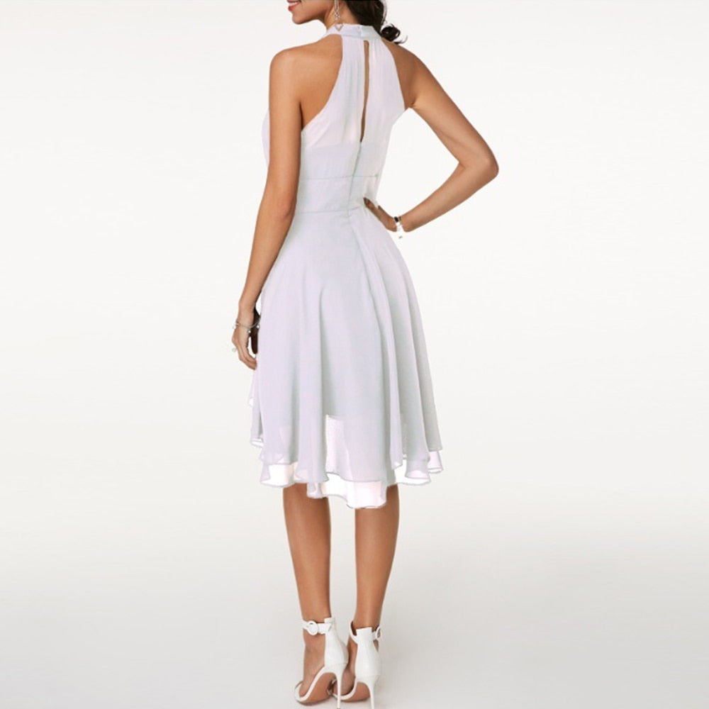 Halterneck Mini Dress with Ruffle Detail