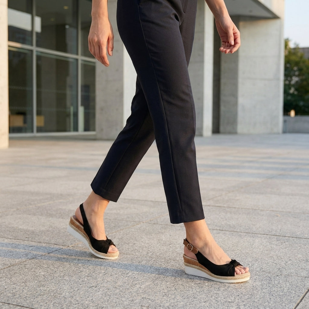 Knotted Toe Slingback Wedge Sandals