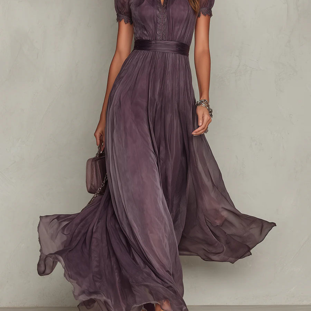 Long Sleeve Chiffon Maxi Dress for Formal Occasions