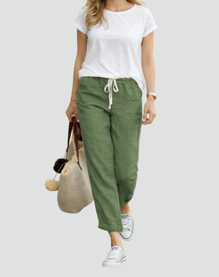 Women's Relaxed Fit Linen Drawstring Trousers
