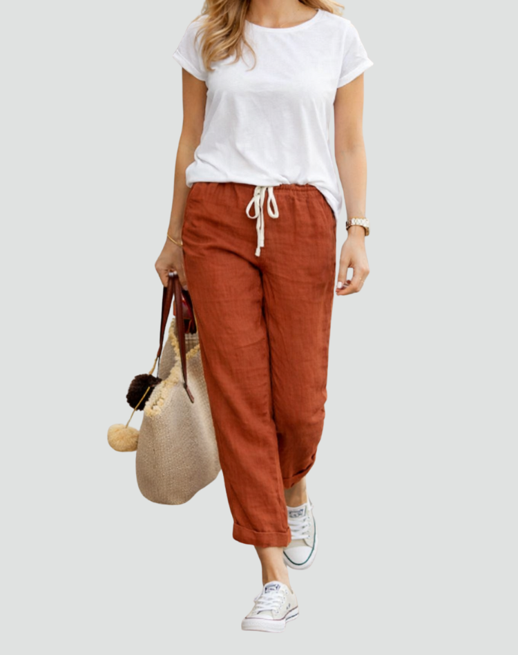 Women's Relaxed Fit Linen Drawstring Trousers