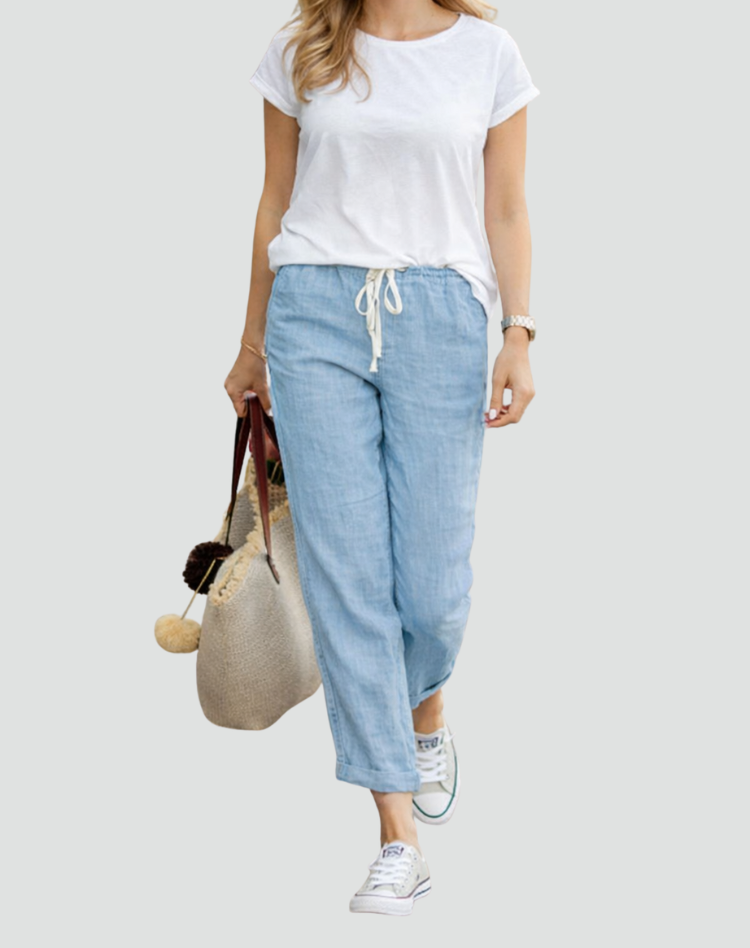 Women's Relaxed Fit Linen Drawstring Trousers