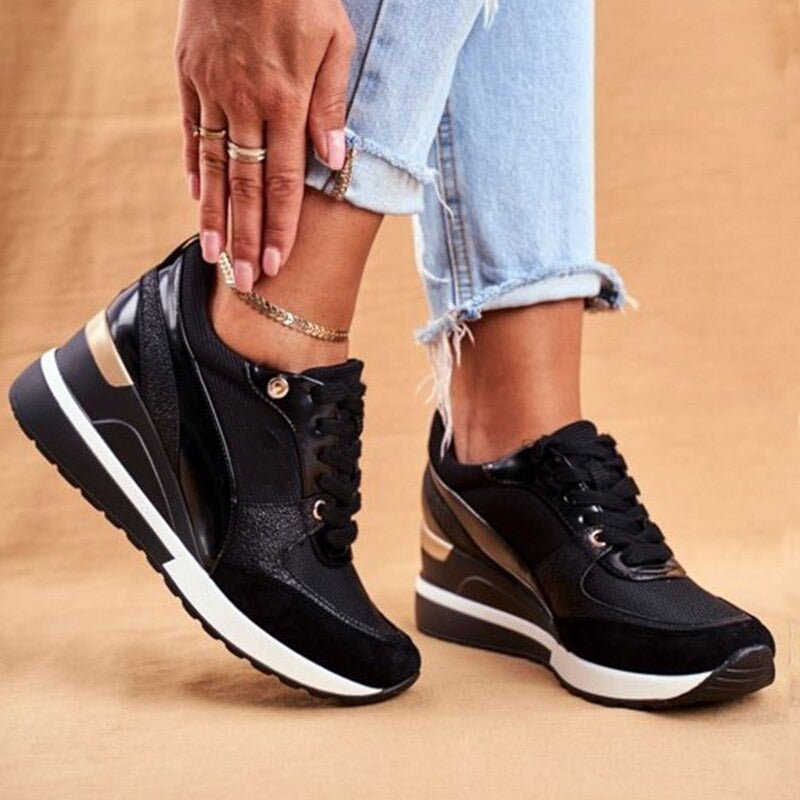 Women's Orthopaedic Glitter Sneakers with Cushioned Sole