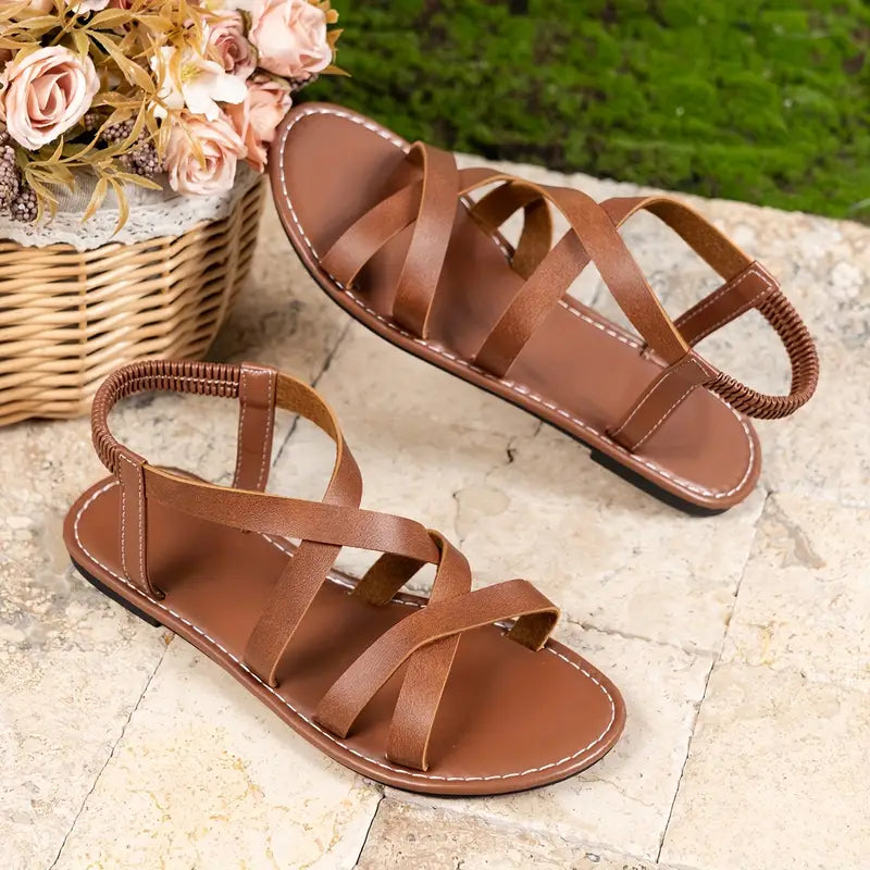 Criss-Cross Strap Roman Flat Sandals