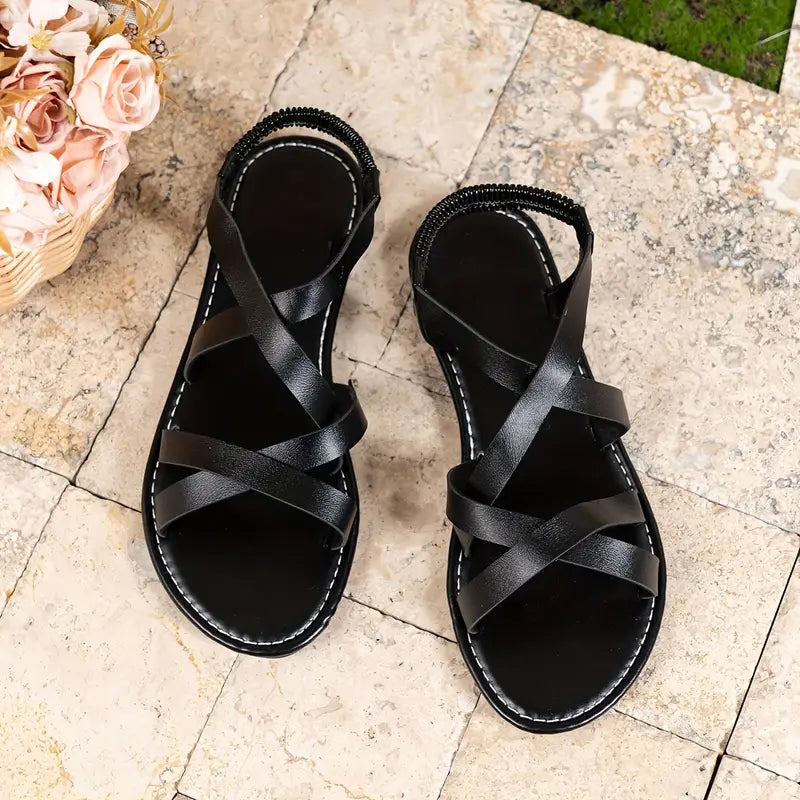 Criss-Cross Strap Roman Flat Sandals